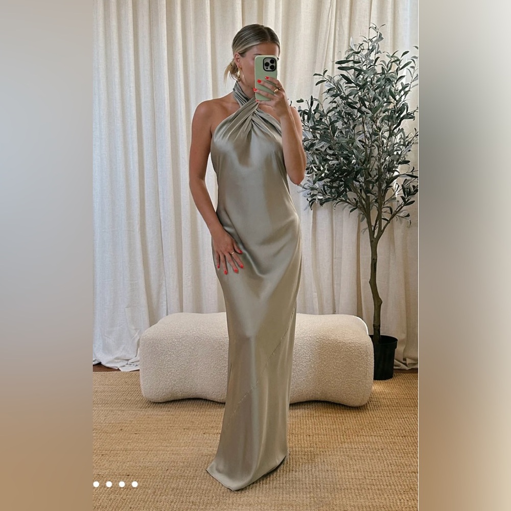 Elegant Halter Neck Satin Dress